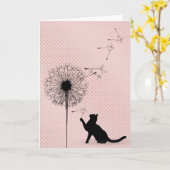 Schwarze Katze und Kronleuchter Geburtstag Karte (Gelbe Blume)