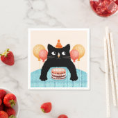 Schwarze Katze und Kuchen Serviette (Beispiel)