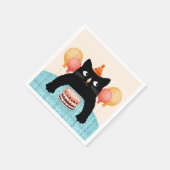 Schwarze Katze und Kuchen Serviette (Ecke)