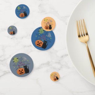 Schwarze Katze und Kürbis Halloween nicht gruselig Konfetti