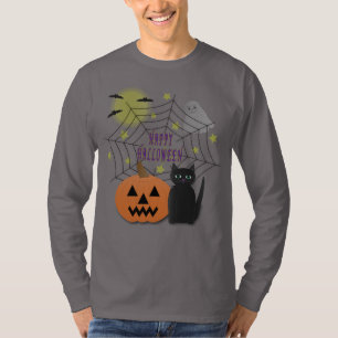 Schwarze Katze und Kürbis Halloween nicht gruselig T-Shirt
