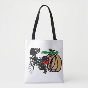 Schwarze Katze und Kürbis lieben  Tasche
