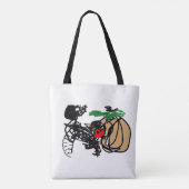 Schwarze Katze und Kürbis lieben Tasche (Rückseite)