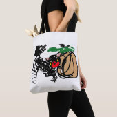 Schwarze Katze und Kürbis lieben Tasche (Von Nahem)