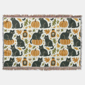 Schwarze Katze und Kürbis Webmuster Decke (Vorderseite)