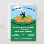 Schwarze Katze und Kürbisfall Einladung (Vorderseite)