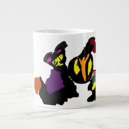 Schwarze Katze und Kürbisfreude nett Jumbo-Tasse