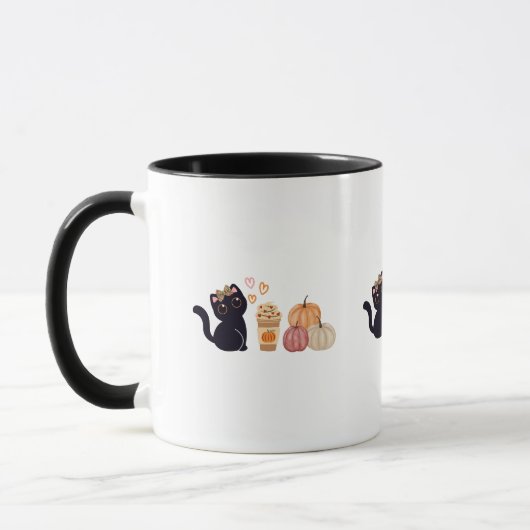 Schwarze Katze und Kürbisgewürze Tasse (Links)