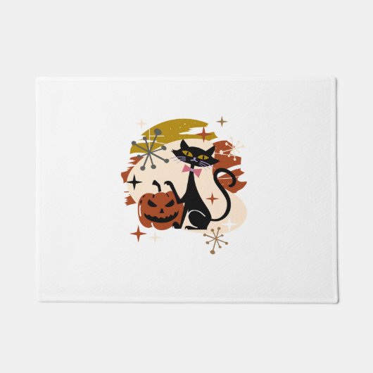 Schwarze Katze und Kürbiskernöl Fußmatte (Vorderseite)