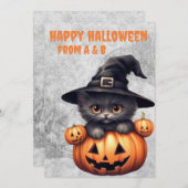 Schwarze Katze und Kürbiskuchen, gotisch Feiertagskarte (Vorne/Hinten)