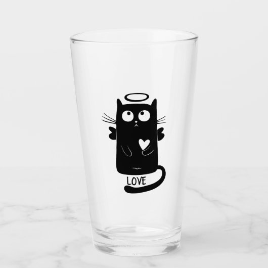Schwarze Katze und Liebe Glas (Vorderseite)