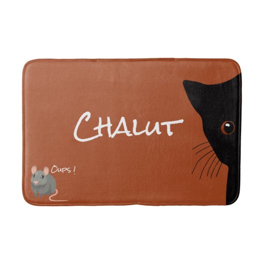 schwarze Katze und Maus Badematte (Vorderseite)