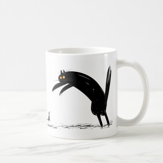Schwarze Katze und Maus im Tanz Kaffeetasse (Rechts)