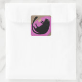 Schwarze Katze und Maus Quadratischer Aufkleber (Tasche)