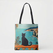 Schwarze Katze und Meer Tasche (Vorderseite)