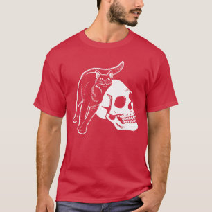 Schwarze Katze und menschliches Skelett Skull Punk T-Shirt