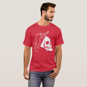 Schwarze Katze und menschliches Skelett Skull Punk T-Shirt (Vorne ganz)