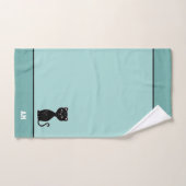 Schwarze Katze und Monogramm auf hellblauer Farbe Badhandtuch Set (Handtuch)
