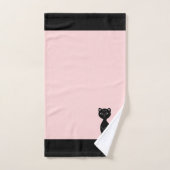 Schwarze Katze und Monogramm auf schwarz und rosa Badhandtuch Set (Handtuch)
