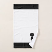 Schwarze Katze und Monogramm auf Schwarz und Weiß Badhandtuch Set (Handtuch)