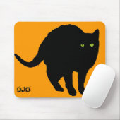 Schwarze Katze und Orange Mousepad (Mit Mouse)