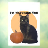 Schwarze Katze und Orange Pumpkin | Ich beobachte Fensteraufkleber (Blatt 3)