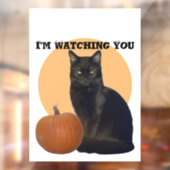 Schwarze Katze und Orange Pumpkin | Ich beobachte  Fensteraufkleber (Blatt 2)