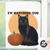 Schwarze Katze und Orange Pumpkin | Ich beobachte  Fensteraufkleber (Zuhause)