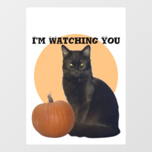 Schwarze Katze und Orange Pumpkin   Ich beobachte  Fensteraufkleber