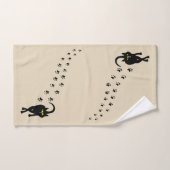 Schwarze Katze und Pawprints Badhandtuch Set (Handtuch)