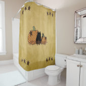 Schwarze Katze und Pumpkins Duschvorhang (Beispiel)