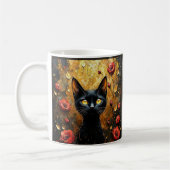 Schwarze Katze und Rosen Kaffeetasse (Links)
