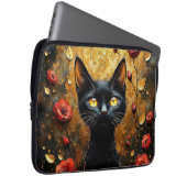 Schwarze Katze und Rosen Laptopschutzhülle (Vorne Rechts)
