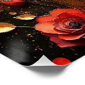 Schwarze Katze und Rosen Poster (Ecke)
