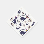 Schwarze Katze und Schädel Halloween-Design Serviette (Ecke)