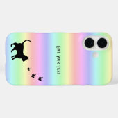 Schwarze Katze und Schmetterling auf Regenbogen Case-Mate iPhone Hülle (Rückseite (Horizontal))