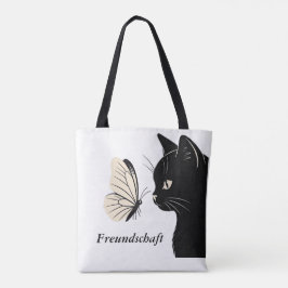 Schwarze Katze und Schmetterling Mysterium Tasche