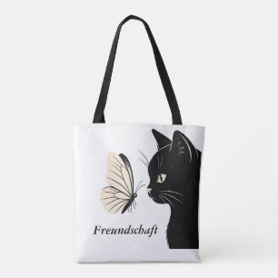 Schwarze Katze und Schmetterling Mysterium Tasche