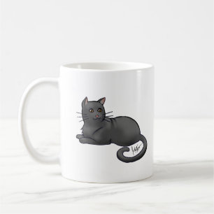 Schwarze Katze und Silbertabletten Tasse