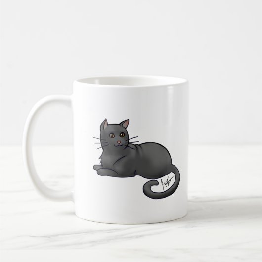 Schwarze Katze und Silbertabletten Tasse (Links)