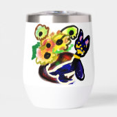 Schwarze Katze und Sonnenblumen  (Vorderseite)