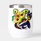 Schwarze Katze und Sonnenblumen  (Rückseite)