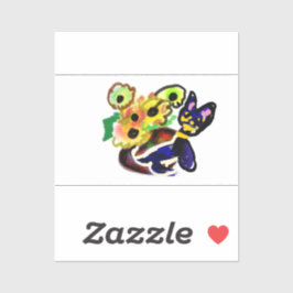 Schwarze Katze und Sonnenblumen  Aufkleber