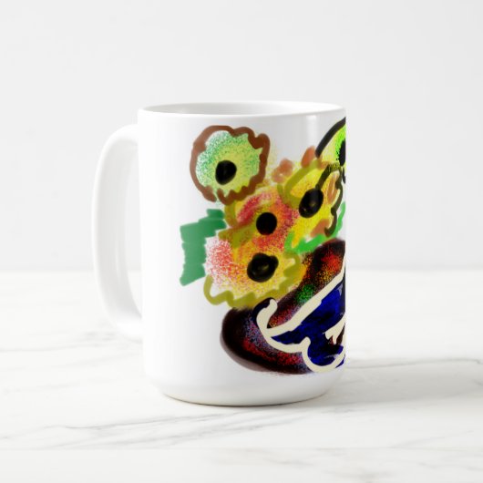 Schwarze Katze und Sonnenblumen  Kaffeetasse (Vorderseite Links)