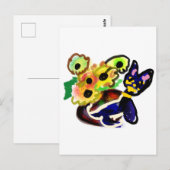 Schwarze Katze und Sonnenblumen  Postkarte (Vorne/Hinten)