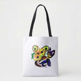Schwarze Katze und Sonnenblumen  Tasche