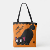 Schwarze Katze und Spinne Halloweens Tasche (Rückseite)