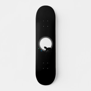 Schwarze Katze und Sterne bei Vollmond Skateboard