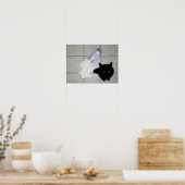 Schwarze Katze und verschüttete Milch Poster (Küche)