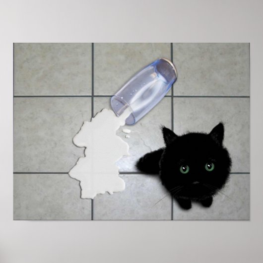 Schwarze Katze und verschüttete Milch Poster (Vorne)
